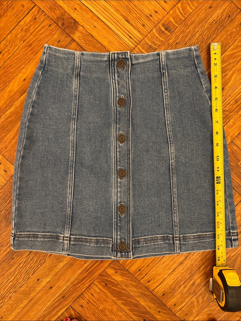 LC Lauren Conrad Button-Front Denim Mini Skirt - Blue